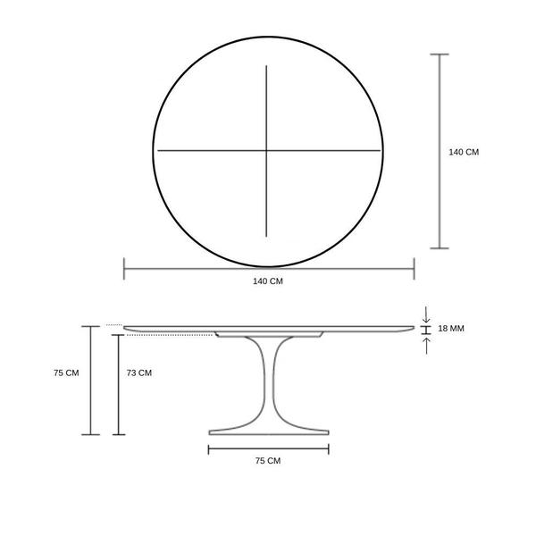 Imagem de Mesa de Jantar Tulipa Saarinen Redonda 140 cm - Laqueada