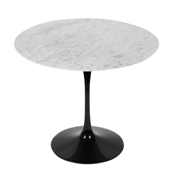 Imagem de Mesa de Jantar Tulipa Saarinen Redonda 140 cm Mármore Carrara Base Preta