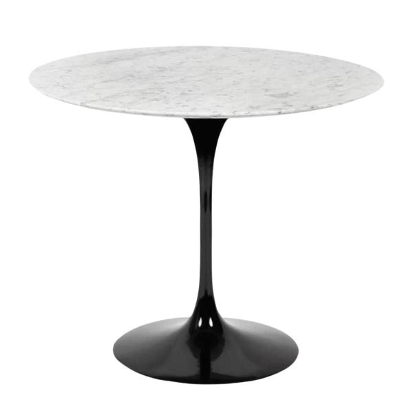 Imagem de Mesa de Jantar Tulipa Saarinen Redonda 150 cm Mármore Carrara Base Preta