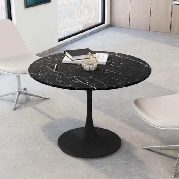 Imagem de Mesa de Jantar Tulipa Saarinen Redonda 160 cm Mármore Nero