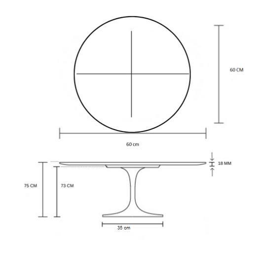 Imagem de Mesa de Jantar Tulipa Saarinen Redonda 60 cm Tampo Nogueira