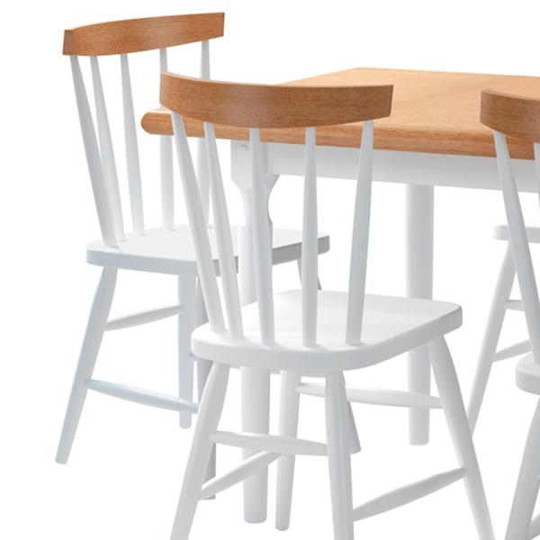 Imagem de Mesa de Jantar Udine com 6 Cadeiras Udine Branco e Natural 160x80