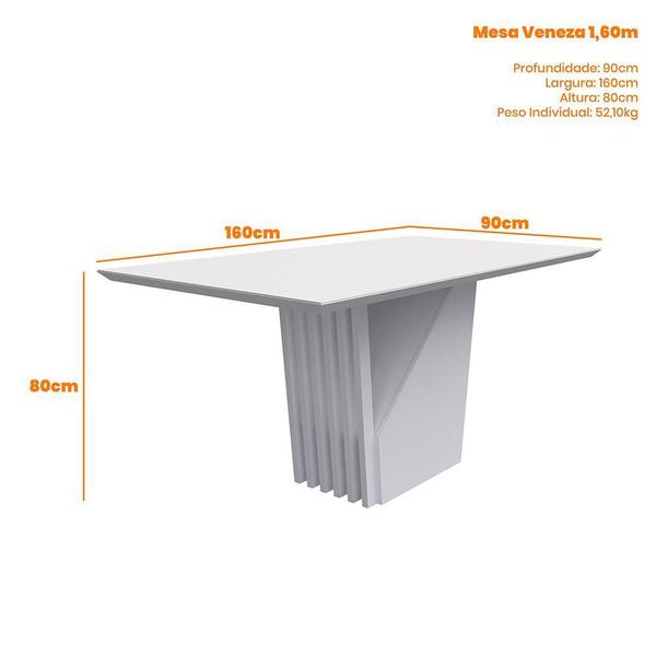 Imagem de Mesa de Jantar Veneza 160x90 Tampo em MDF com Vidro - New Ceval