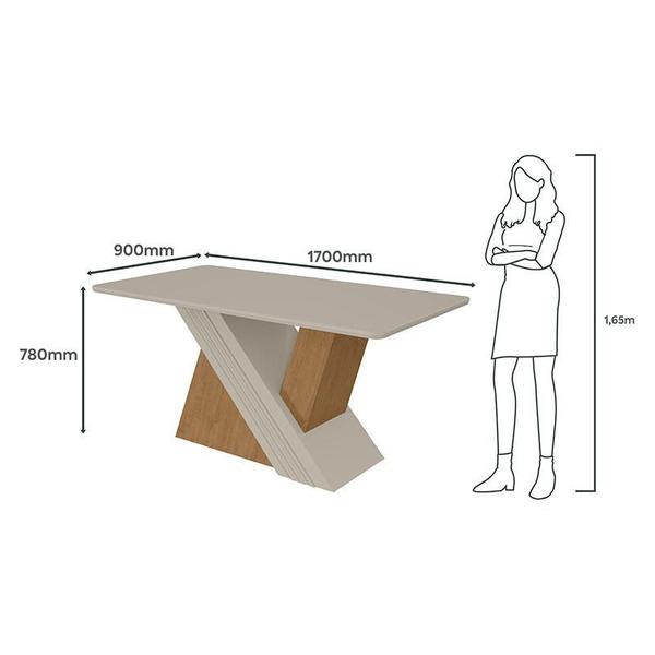 Imagem de Mesa de Jantar Vênus 170 cm Amêndoa Clean Off White  Lopas