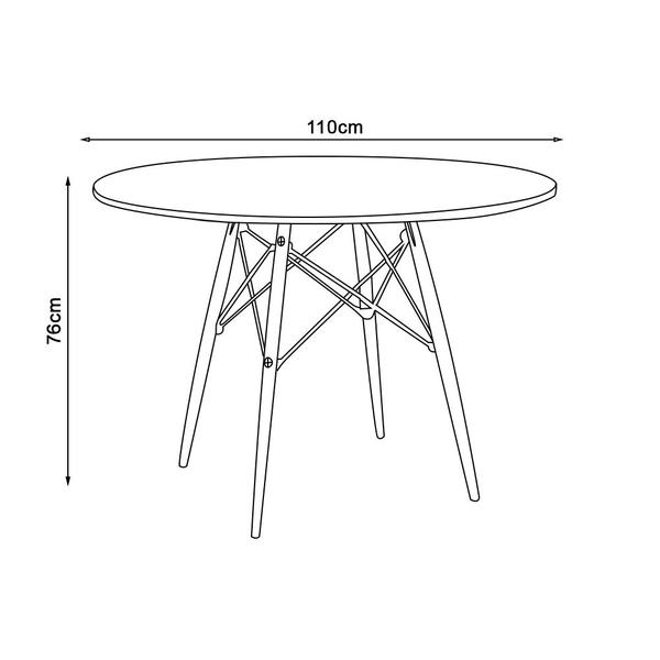 Imagem de Mesa de Jantar Vidro Eames Eiffel Redonda 110cm Base Madeira Maciça