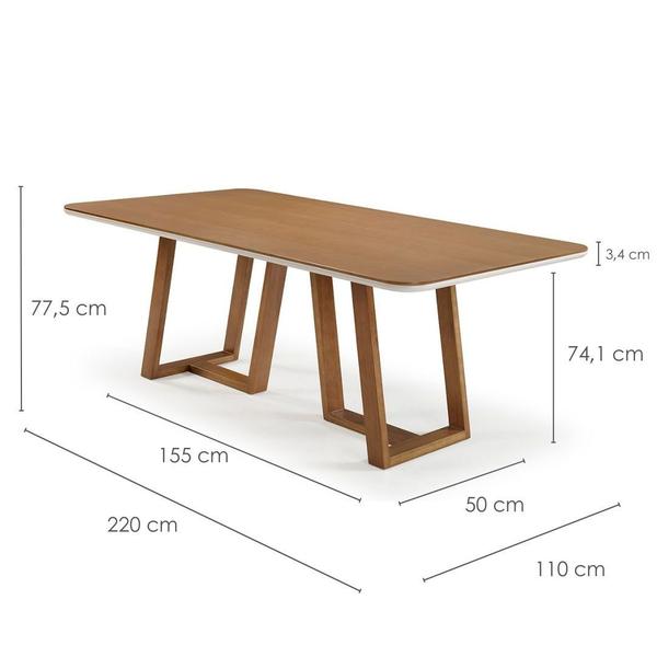 Imagem de Mesa de Jantar Zara 220 cm - Acabamento Champagne/Off White