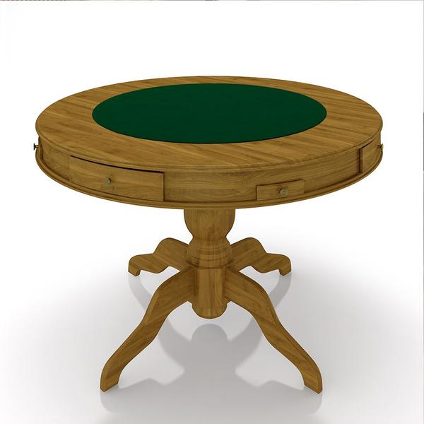 Imagem de Mesa de Jogos Carteado 4 Lugares Bellagio com Gavetas e Tampo Reversível Base Estrela com Tecido Mel/Verde G42 - Gran Belo