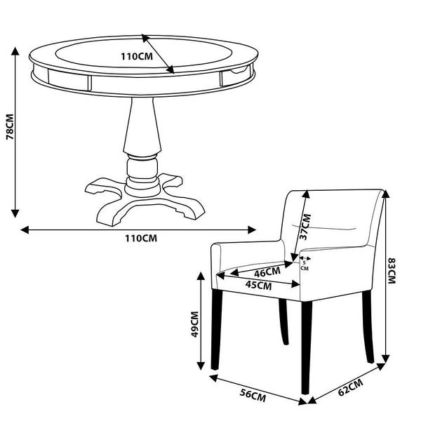 Imagem de Mesa de Jogos Carteado Victoria Redonda Tampo Reversível Amêndoa com 2 Cadeiras Vicenza Suede Nude G36 G15 - Gran Belo