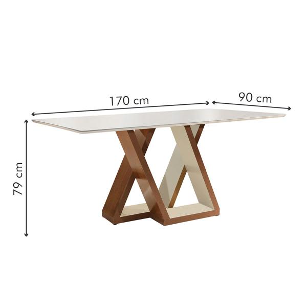 Imagem de Mesa de Madeira Laguna com Vidro Chocolate/Off White 7581 - Cel Móveis