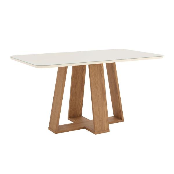 Imagem de Mesa de Madeira Lins com Vidro Canto Arredondado Nature/Off White Sc92 - Henn