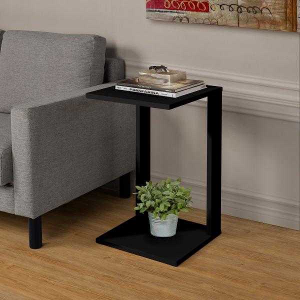 Imagem de Mesa de Madeira Preto Decor Casa Clássica MDF Apoio Lateral