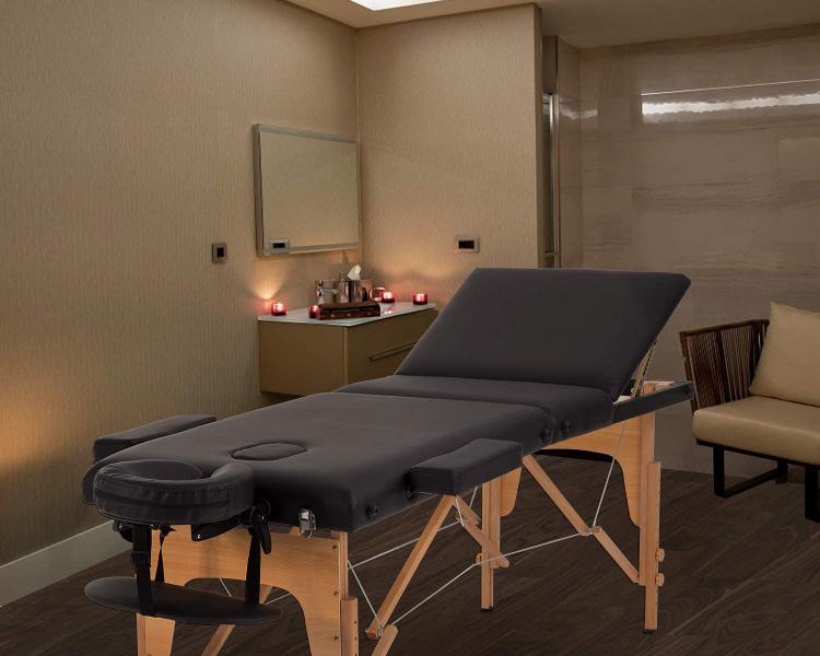 Imagem de Mesa de massagem: cama de spa portátil de 3 dobras, altura ajustável