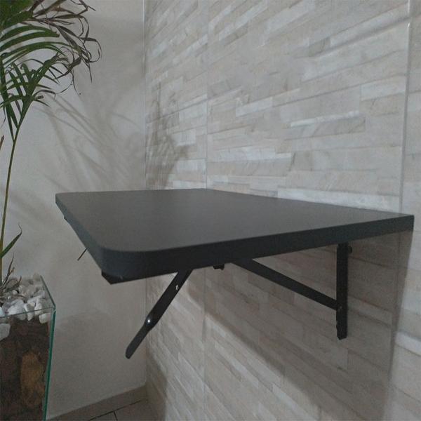 Imagem de Mesa De Parede Dobrável 60x41 PRETO Com cantos arredondados