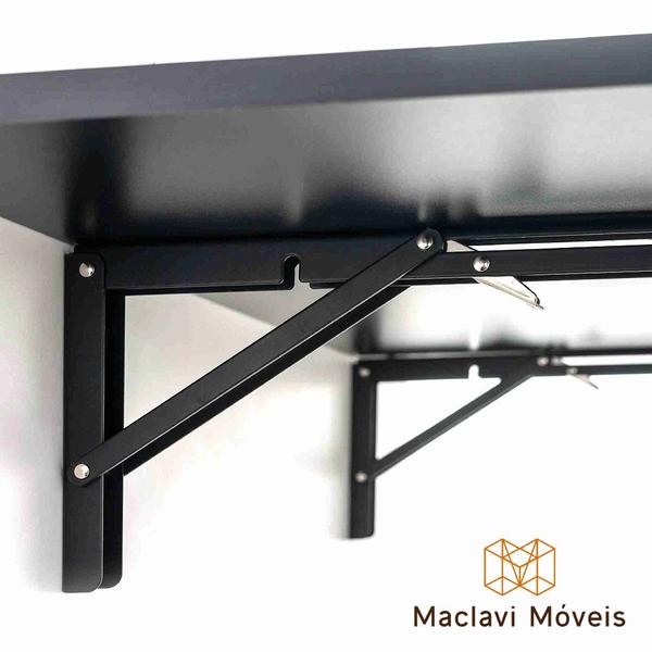 Mesa de Parede Retrátil 70x50 Preta Dobrável para Cozinha Suspensa Portátil - Maclavi Móveis Imagem de Mesa de Parede Retrátil 70x50 Preta Dobrável para Cozinha Suspensa Portátil