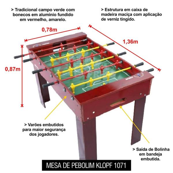 Imagem de Mesa De Pebolim Com Varões Embutidos Especial Klopf 1071