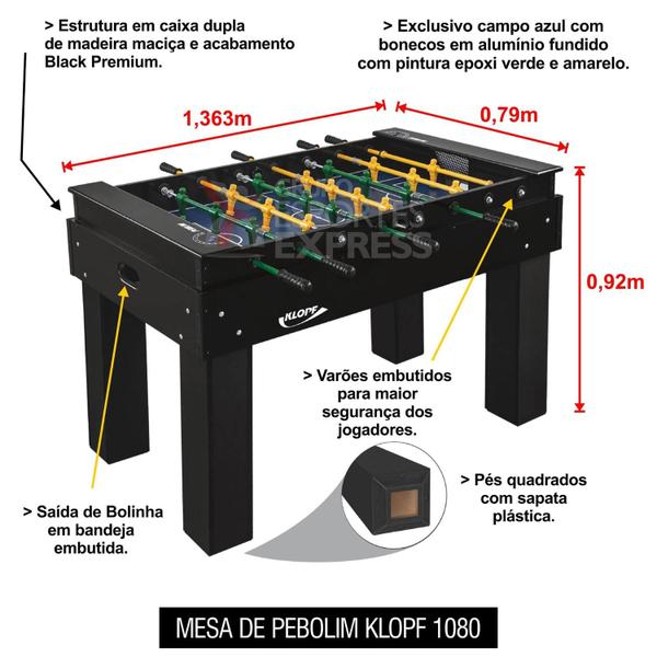 Imagem de Mesa de Pebolim/Totó - Elite - com Varões Embutidos e Bonecos em Alumínio - KLOPF - Cód.1080