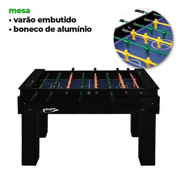 MESA DE PEBOLIM TOTÓ ELITE Embutido, Bonecos de Alumínio COR PRETA 1080 KLOPF Imagem de MESA DE PEBOLIM TOTÓ ELITE Embutido, Bonecos de Alumínio COR PRETA 1080 KLOPF