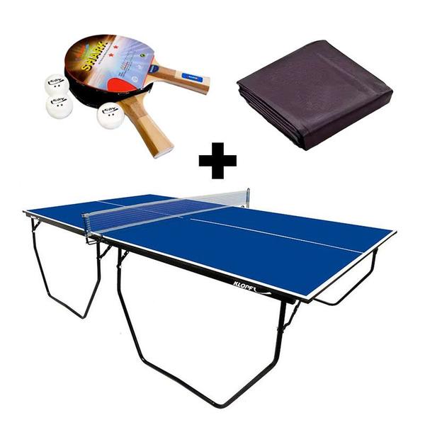 Imagem de MESA DE PING PONG C/ Rede e Rodinhas MDF 15mm 1009 KLOPF + KIT 5055 + Capa Para Mesa Aberta 7001