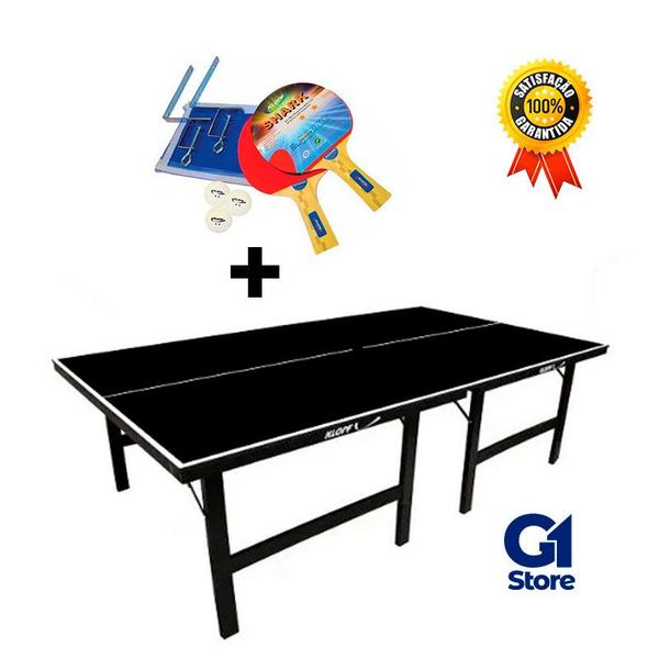 Imagem de MESA DE PING PONG COR PRETA MDP 15mm 1010 KLOPF + KIT Completo 5031