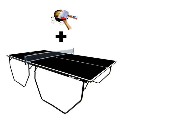 MESA DE PING PONG MDP 15mm KLOPF 1087 COR PRETA C/ RODAS, SUPORTE E REDE + KIT Raquetes e Bolinhas 5055 Imagem de MESA DE PING PONG MDP 15mm KLOPF 1087 COR PRETA C/ RODAS, SUPORTE E REDE + KIT Raquetes e Bolinhas 5055
