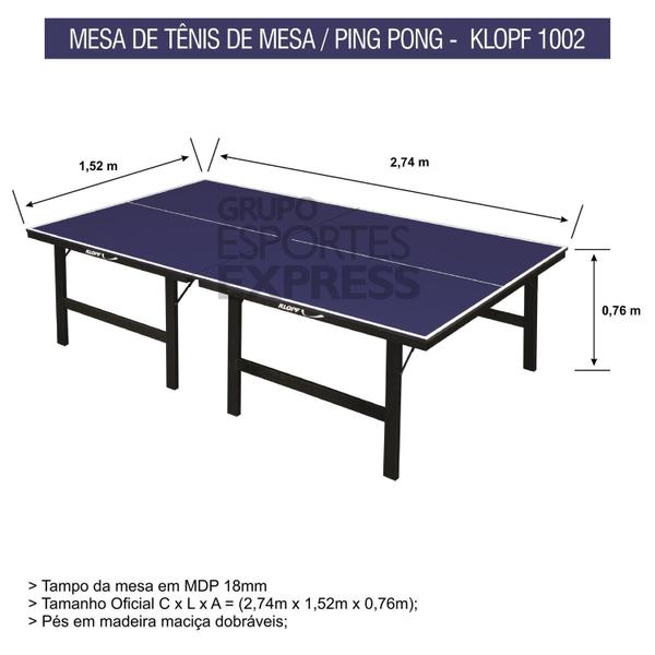 Imagem de Mesa de Ping Pong Oficial - MDP 18mm - Klopf - Cód. 1002