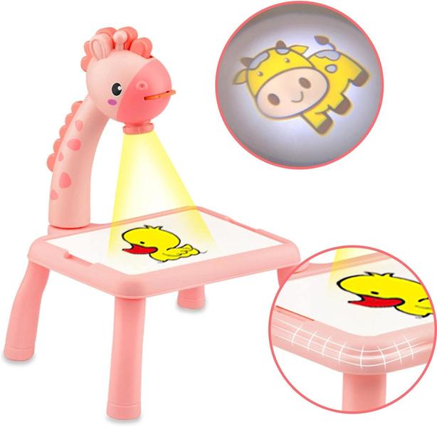 Imagem de Mesa de Pintura de Desenho de Projetor de Led Infantil Girafinha  (Rosa)