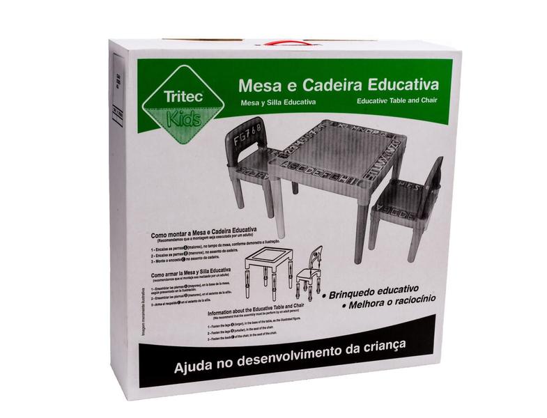 Imagem de Mesa De Plástico Para Crianças Com 2 Cadeiras Educativa