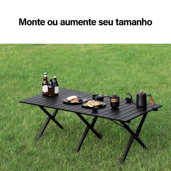 Imagem de Mesa de Praia Acampamento Pesca Piscina Churrasco Reforçada Dobrável Até 50Kg Portátil Bolsa de Transporte