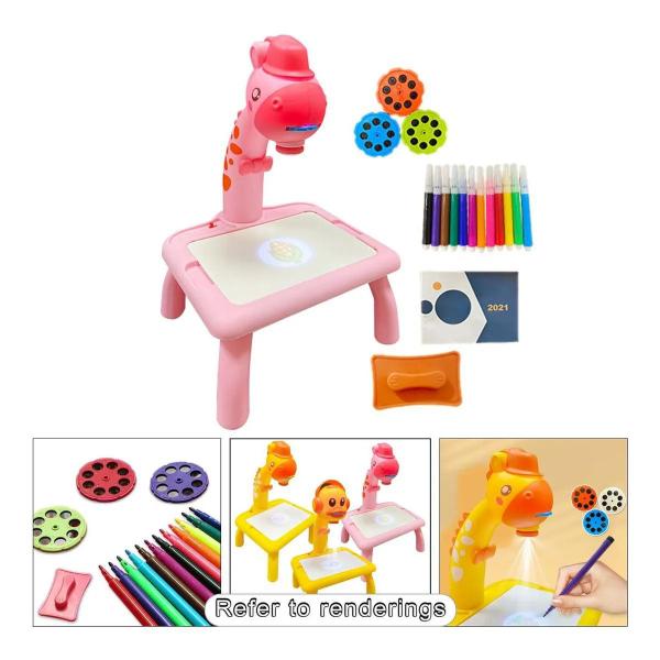 Imagem de Mesa De Projetor Infantil Aprendendo Pintura  Girafa Rosa