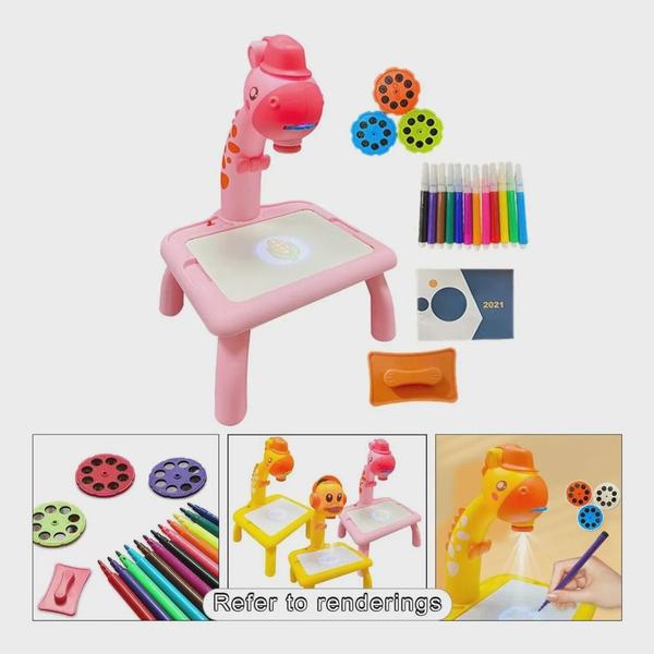 Imagem de Mesa De Projetor Infantil Aprendendo Pintura Girafa Rosa