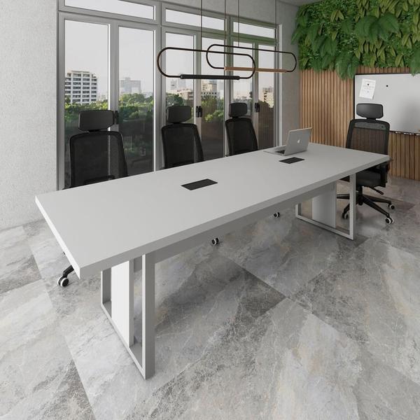 Imagem de Mesa de Reunião 2,70m x 0,90m 2 CX de Tomadas Pés Metal F5