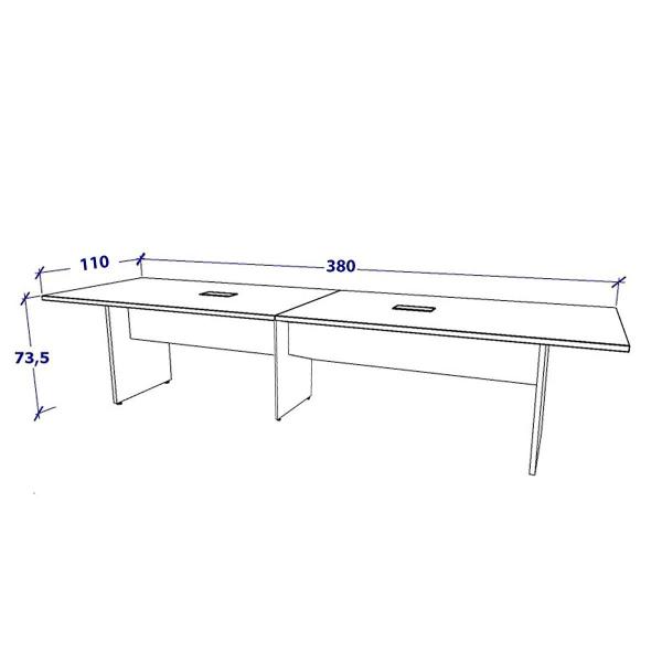 Imagem de Mesa de Reunião CS Pre 3,80m x 1,10m 2 Caixas de Tomadas F5