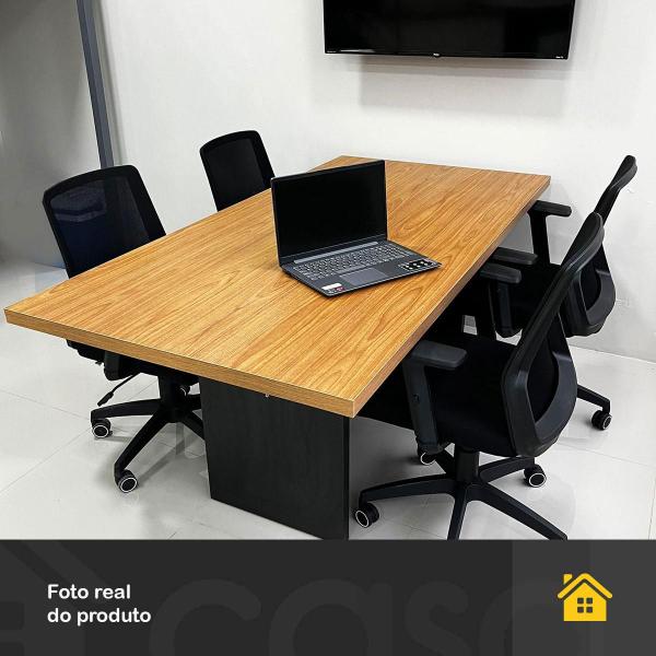 Imagem de Mesa de Reunião Escritório 2,50m Freijó com Preto 100% MDF