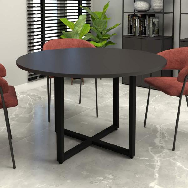 Imagem de Mesa de Reunião Industrial Pre 1,20 m Pés em Metal F5 Office