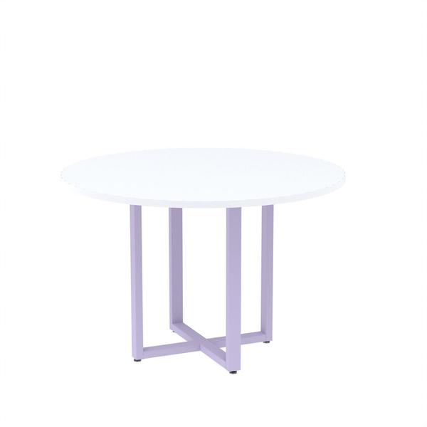 Imagem de Mesa de Reunião Redonda Tubular P25 Pandin 1,10 M Branco e Lilas