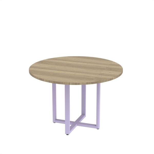 Imagem de Mesa de Reunião Redonda Tubular P25 Pandin 1,10 M Noce Naturale e Lilas