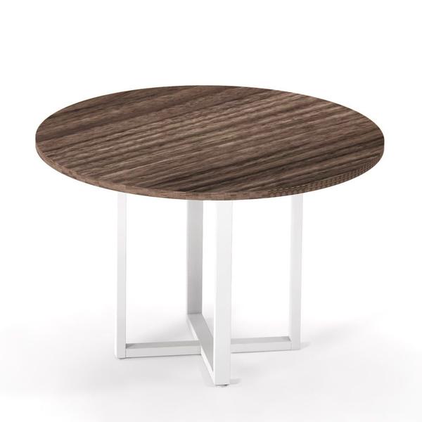 Imagem de Mesa de Reunião Redonda Tubular P25 Pandin 1,10 M Walnut e Branco