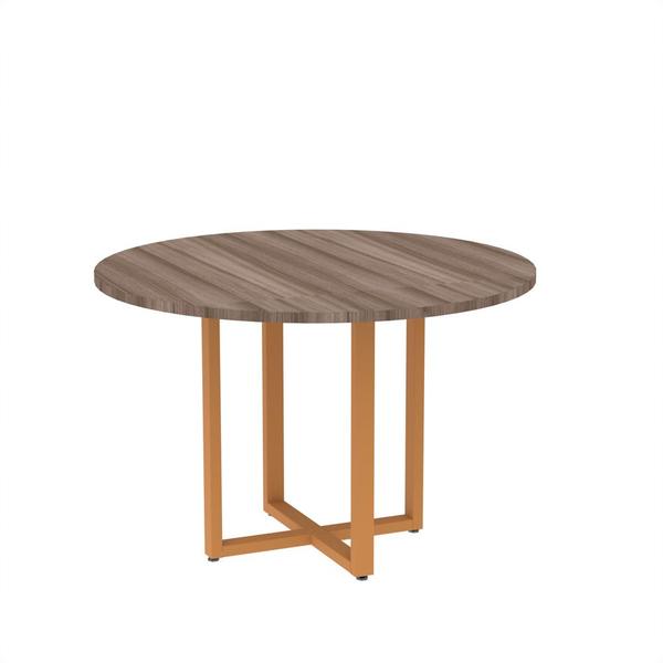 Imagem de Mesa de Reunião Redonda Tubular P25 Pandin 1,10 M Walnut e Laranja