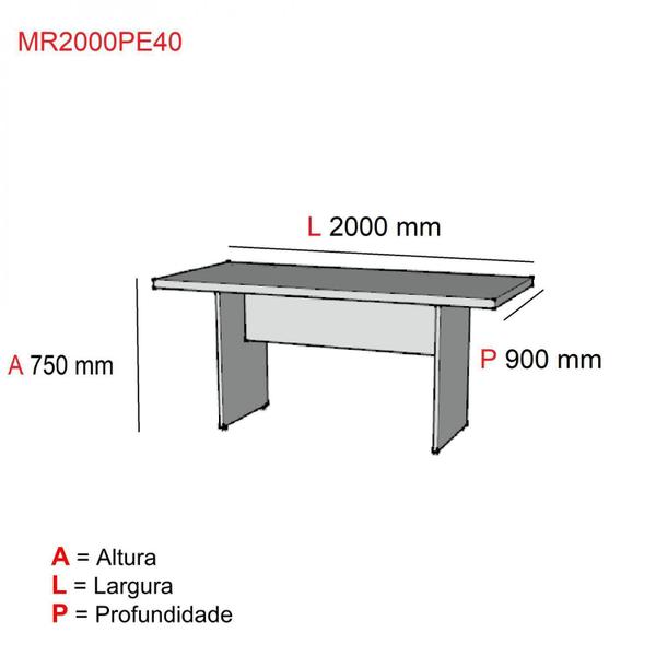 Imagem de Mesa de Reunião Retangular 200cmx90cm PE40