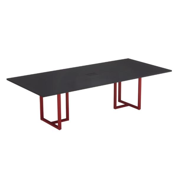 Imagem de Mesa de Reunião Retangular com Power Box Tubular P25 Pandin 2,6 M Preto e Vermelho