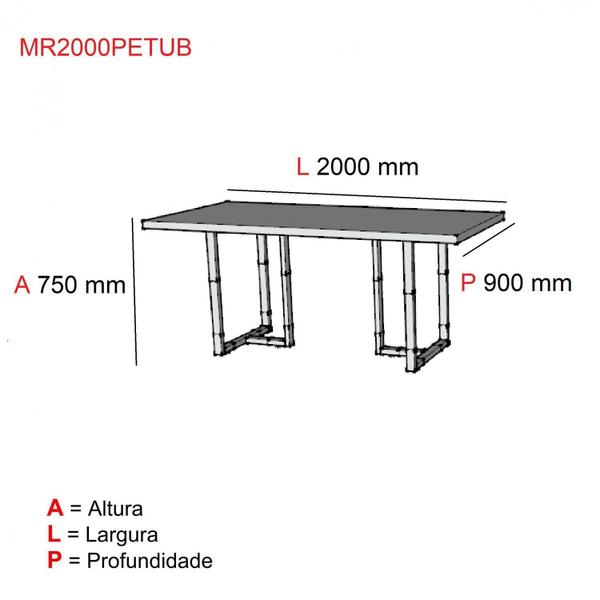 Imagem de Mesa de Reunião Retangular Pés em Aço 200cmx90cm PE40