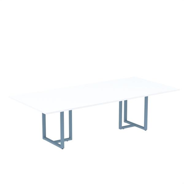 Imagem de Mesa de Reunião Retangular Tubular P25 Pandin 2,0 M Branco e Azul Dali