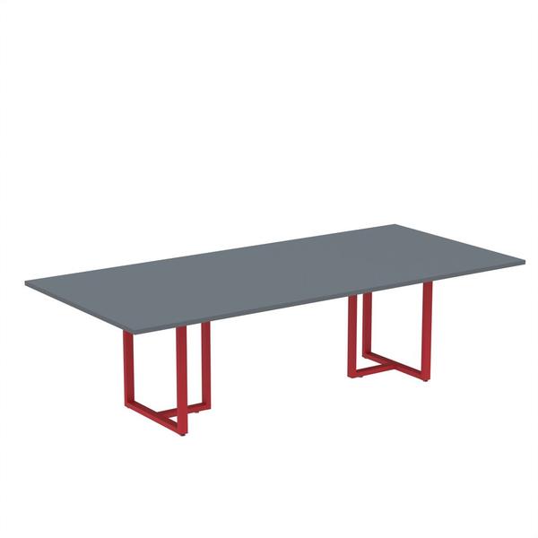 Mesa de Reunião Retangular Tubular P25 Pandin 2,0 M Grafito e Vermelho Imagem de Mesa de Reunião Retangular Tubular P25 Pandin 2,0 M Grafito e Vermelho