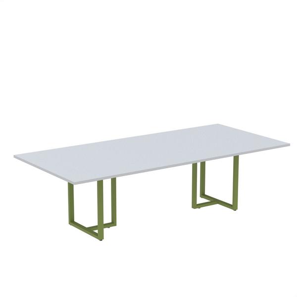 Imagem de Mesa de Reunião Retangular Tubular P25 Pandin 2,6 M Cinza e Verde