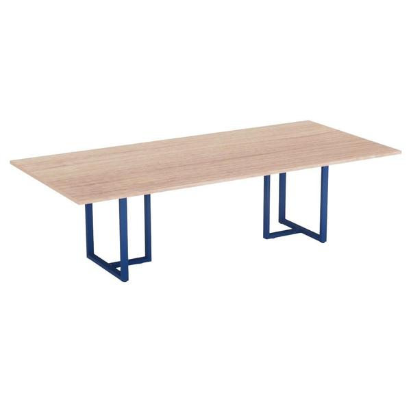 Imagem de Mesa de Reunião Retangular Tubular P25 Pandin 2,6 M Noce Naturale e Azul Del Rey