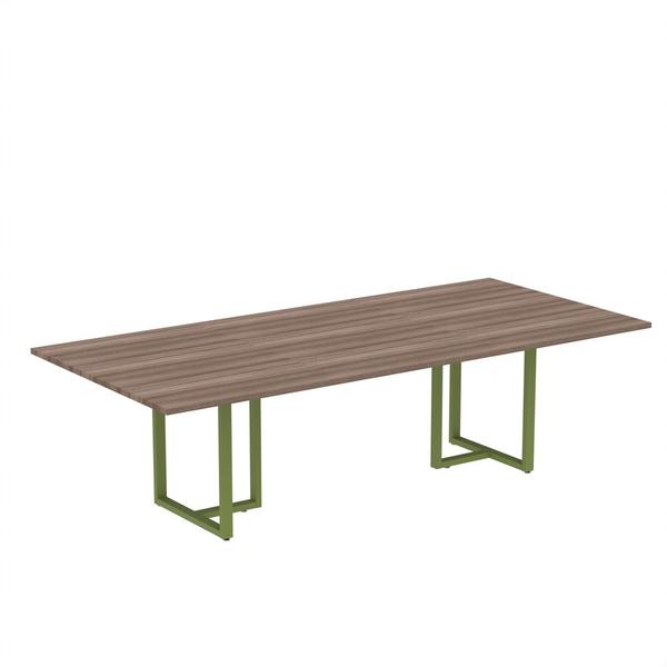 Imagem de Mesa de Reunião Retangular Tubular P25 Pandin 2,6 M Walnut e Verde