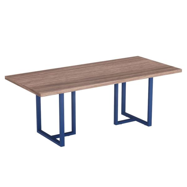 Imagem de Mesa De Reunião Retangular Tubular PE 40 Pandin 2,00 M Walnut e Azul Del Rey