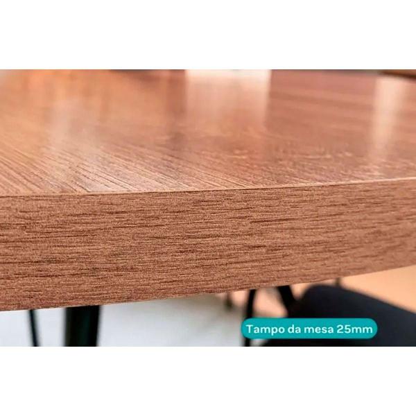 Imagem de Mesa de Sala Jantar 1547 Aço c/Tampo Madeirado 160x90cm Preto/Legno - Carraro