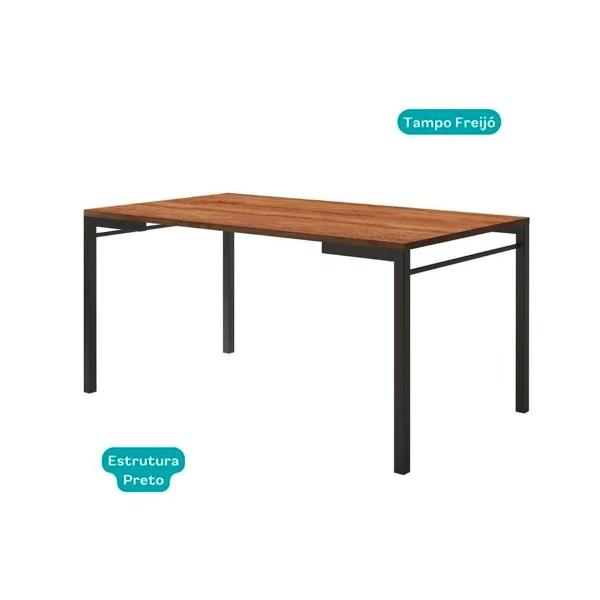 Imagem de Mesa de Sala Jantar 1579 + Tampo Madeirado 160x90cm Preto/Legno - Carraro