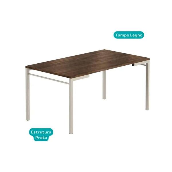 Imagem de Mesa de Sala Jantar 1579 + Tampo Madeirado 160x90cm Preto/Legno - Carraro